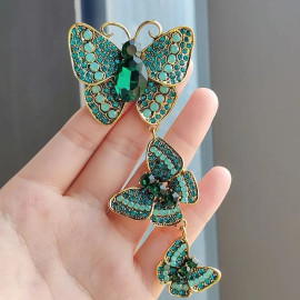 Grande Broche de 3 Papillons Style Vintage Couleur Vert