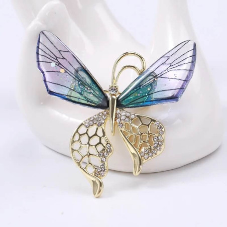 Broche Papillon en Cristal et strass au Design Printanier Couleur Violet