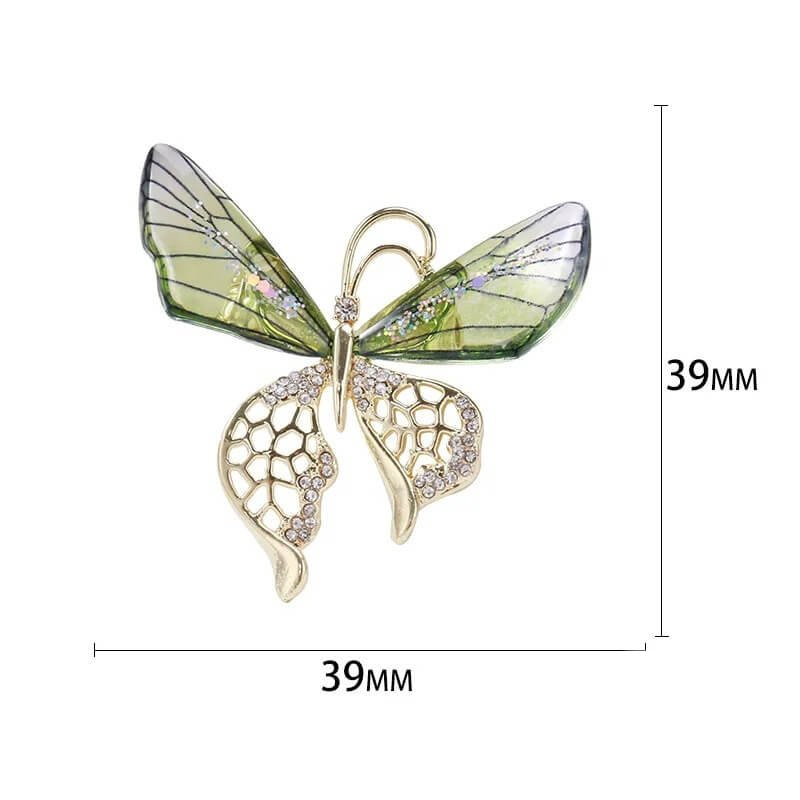 dimensions Broche Papillon en Cristal et strass au Design Printanier
