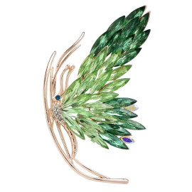 Broche Papillon au strass travaillé très élégante - couleur vert