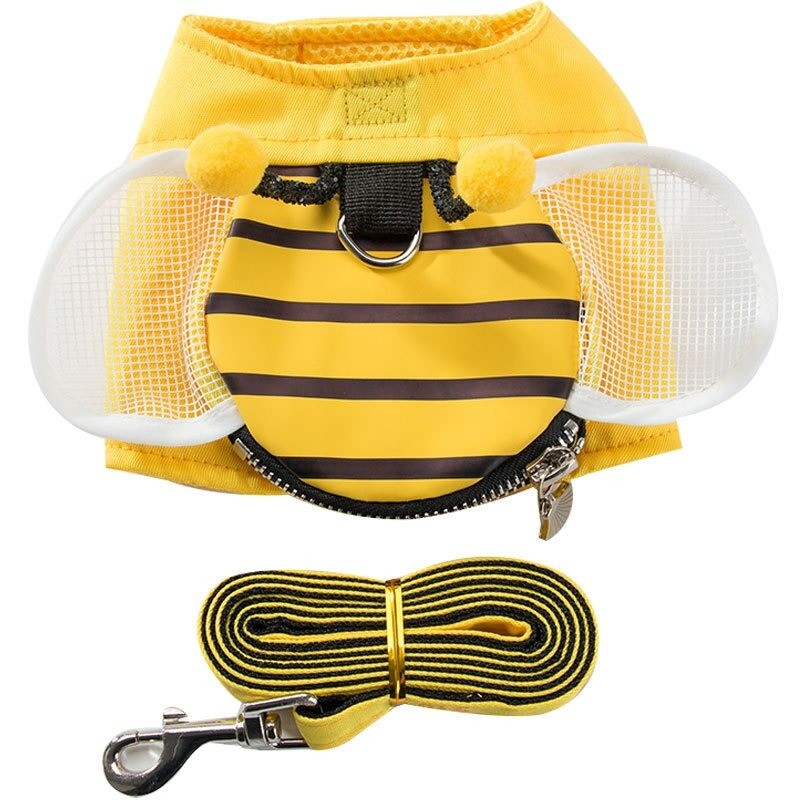 Gilet abeille harnais avec laisse pour chien détails