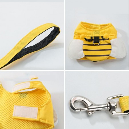 Gilet abeille harnais avec laisse pour chien détils de l'ensemble