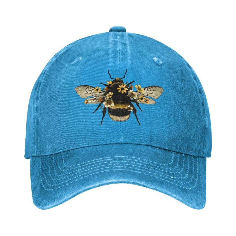 Casquette Abeille en denim Abeille Réaliste Couleur Bleu clair