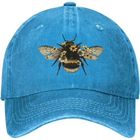 Casquette Abeille en denim Abeille Réaliste Couleur Bleu clair