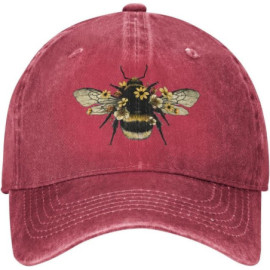 Casquette Abeille en denim Abeille Réaliste Couleur Rouge