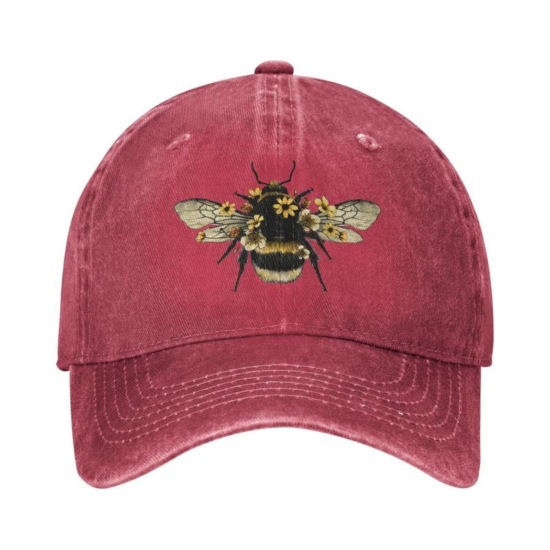 Casquette Abeille en denim Abeille Réaliste Couleur Rouge