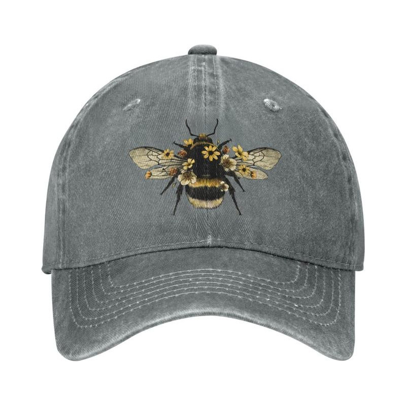 Casquette Abeille en denim Abeille Réaliste Couleur Gris