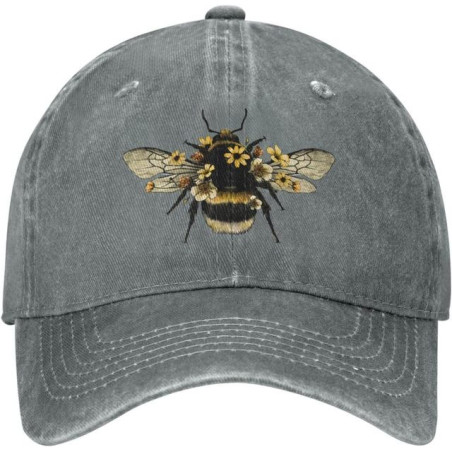 Casquette Abeille en denim Abeille Réaliste Couleur Gris
