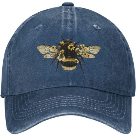 Casquette Abeille en denim Abeille Réaliste Couleur Bleu
