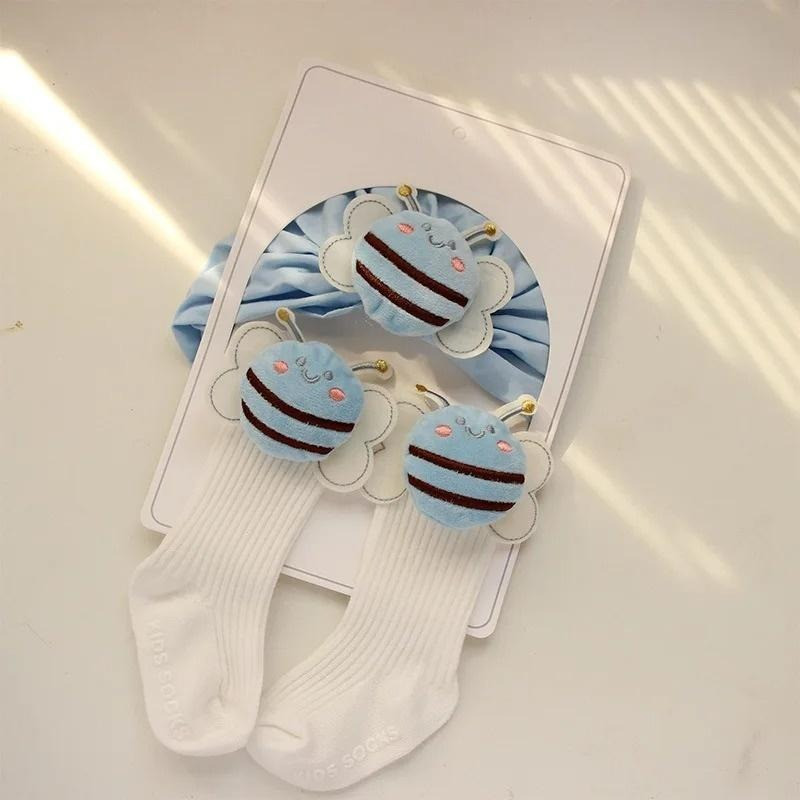 Ensemble bébé Abeille chaussettes antidérapantes et bonnet d'abeille pour bébé - couleur Bleu