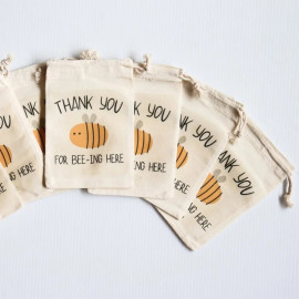 Lot de 5 petits pochons abeille - 13 x 18 cm