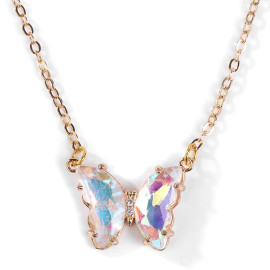 Collier papillon aux Ailes en Quartz doré - multicolore
