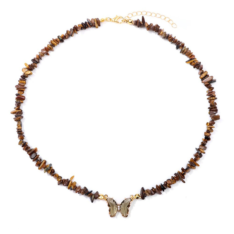 Collier papillon et pierre naturelle - burn