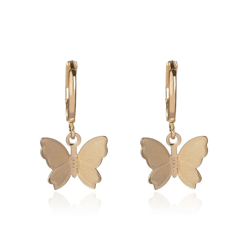 Boucles d'oreilles papillon en or et argent - couleur or