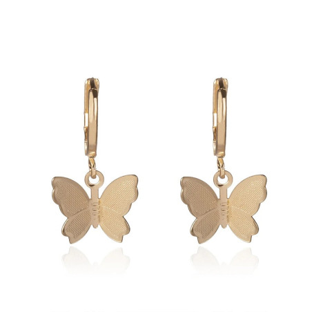 Boucles d'oreilles papillon en or et argent - couleur or