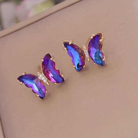 Boucles d'oreilles papillon aux cristaux scintillants - modèle 3