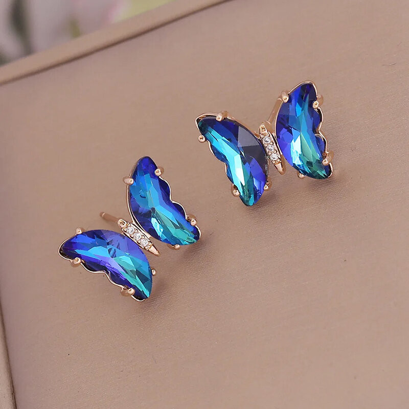 Boucles d'oreilles papillon aux cristaux scintillants - modèle 5