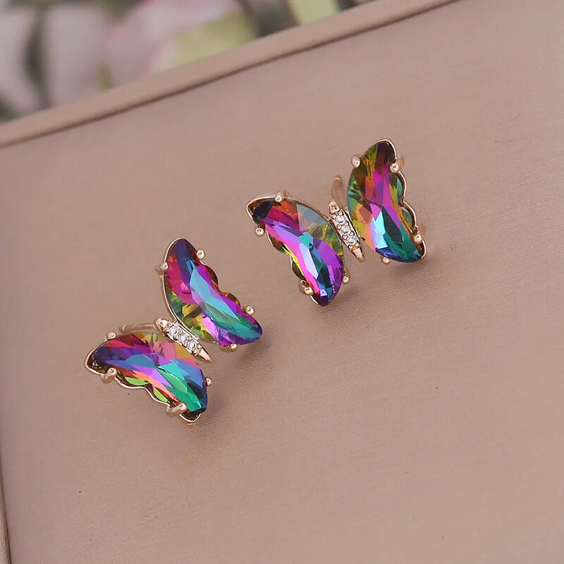 Boucles d'oreilles papillon aux cristaux scintillants - modèle 6