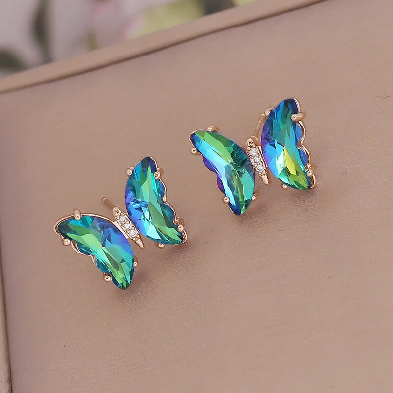 Boucles d'oreilles papillon aux cristaux scintillants - modèle 7