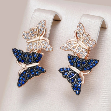 Cute Blue & Silver Rhinestone Butterfly Earrings | Gift Idea