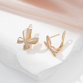 Magnifiques Boucles d'Oreilles Papillon en Or Rose avec Cristaux ! 🦋
