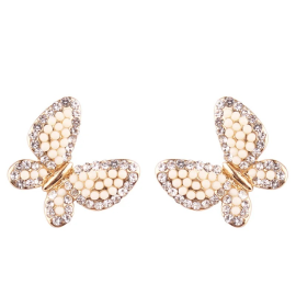 Petites boucles d'oreilles papillons scintillants - couleur jaune