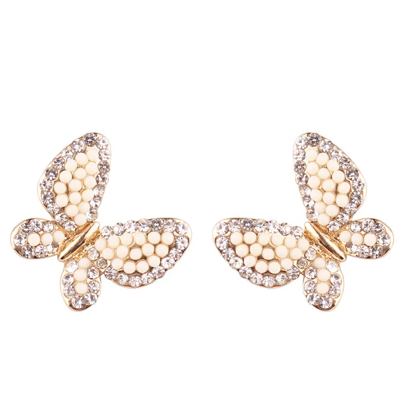 Petites boucles d'oreilles papillons scintillants - couleur jaune