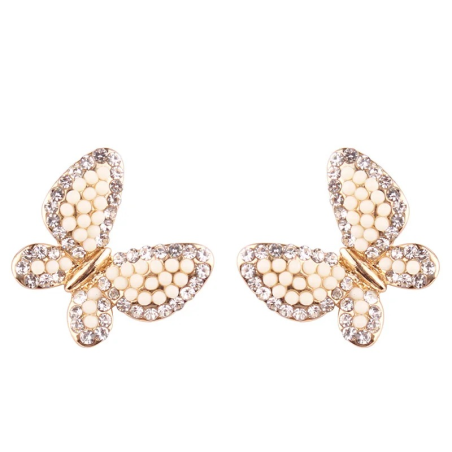 Petites boucles d'oreilles papillons scintillants - couleur jaune