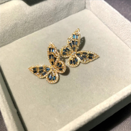 Boucles d'oreilles papillon en cristal - couleur bleu