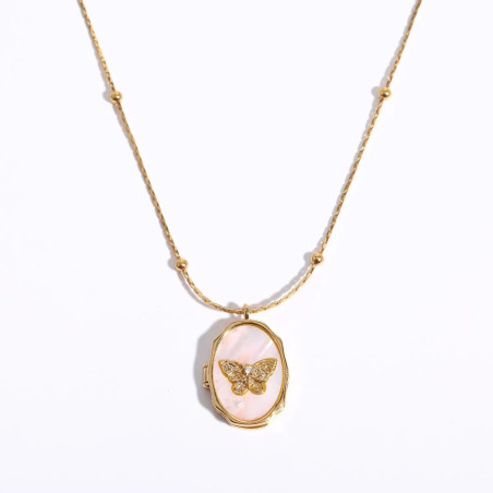 Gold Butterfly Locket Necklace - Cute Jewelry Gift for Women