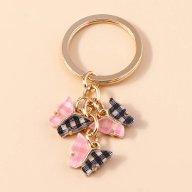 Porte-clés papillon à damier - couleur Multicolore