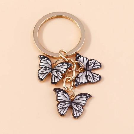 Porte-clés papillon en émail - couleur Blanc