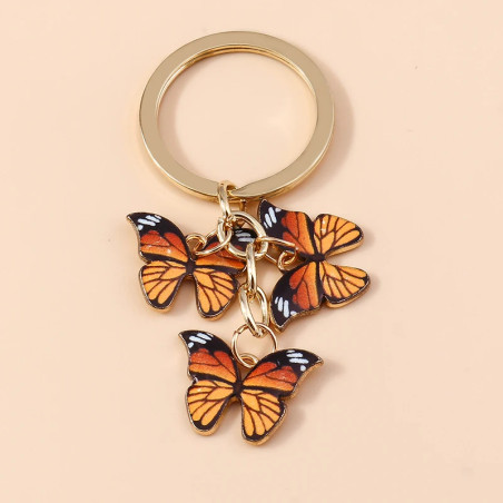 Porte-clés papillon en émail - couleur Orange