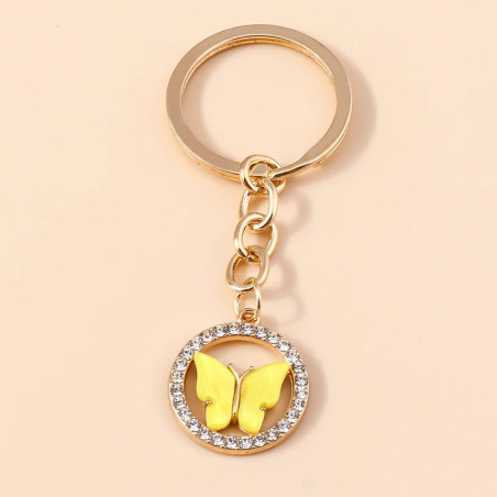 Porte-clés papillon étincelant - couleur jaune
