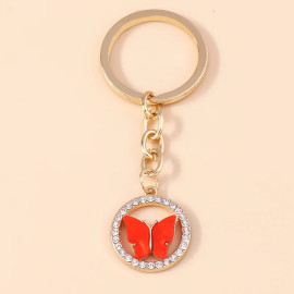 Porte-clés papillon étincelant - couleur rouge