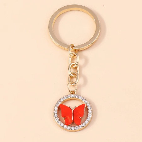 Porte-clés papillon étincelant - couleur rouge