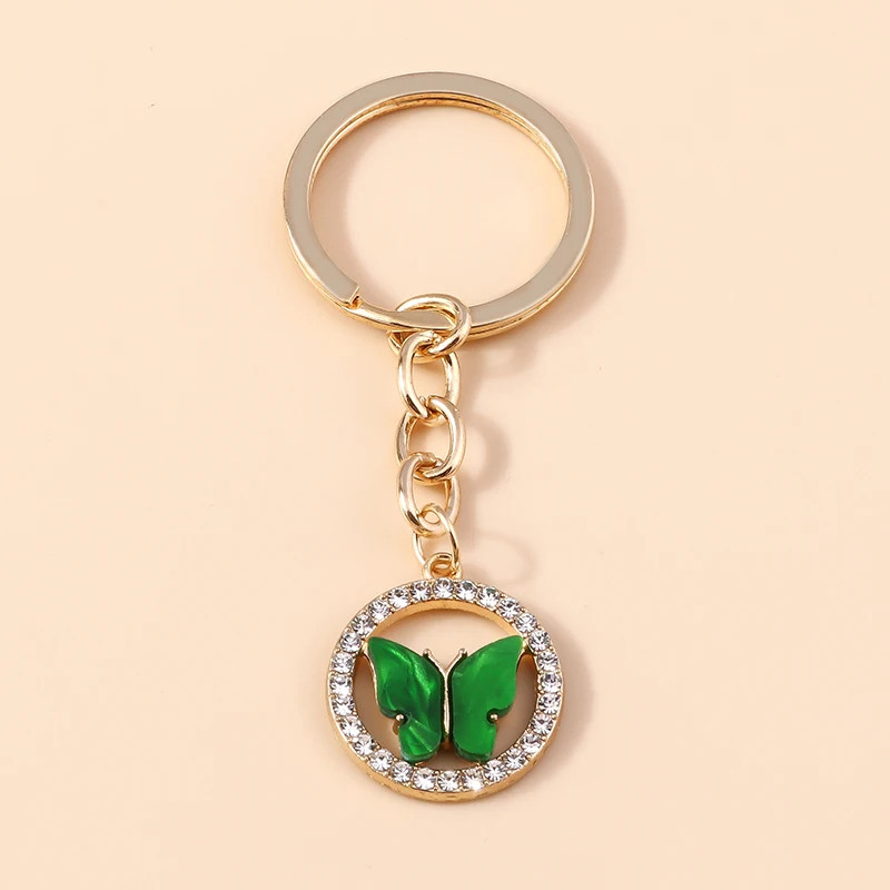 Porte-clés papillon étincelant - couleur vert