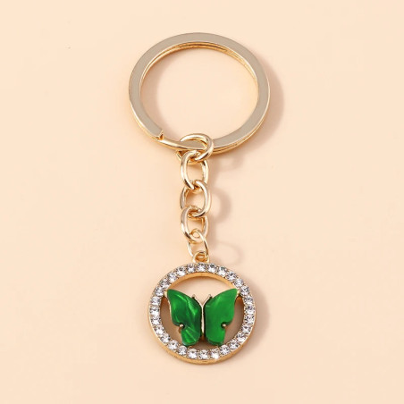 Porte-clés papillon étincelant - couleur vert