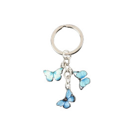 Trois porte-clés papillon différents -  couleur bleu