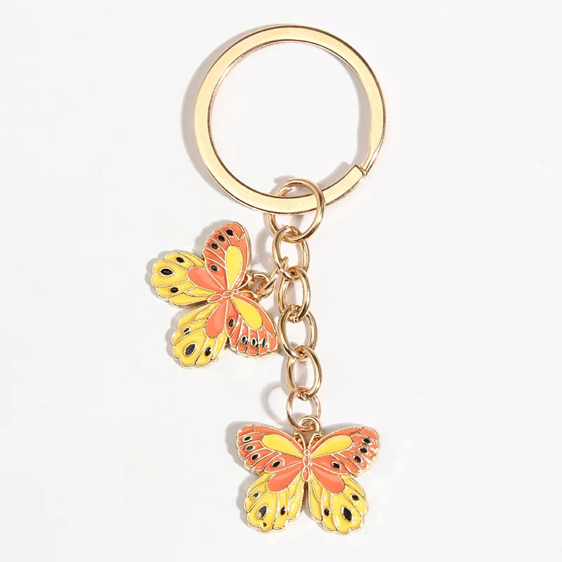 Porte-clés papillon coloré - couleurs jaune