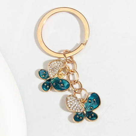 Porte-clés papillon avec strass - couleur vert