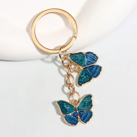 Porte-clés papillon bicolore - couleur bleu