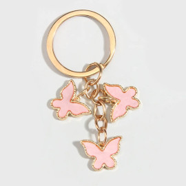 Porte-clés papillon uni -  couleur rose