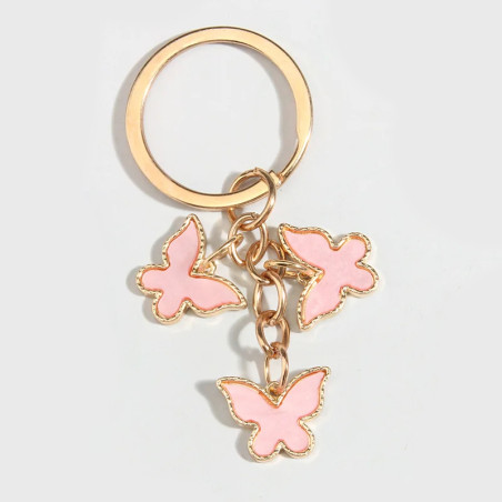 Porte-clés papillon uni -  couleur rose