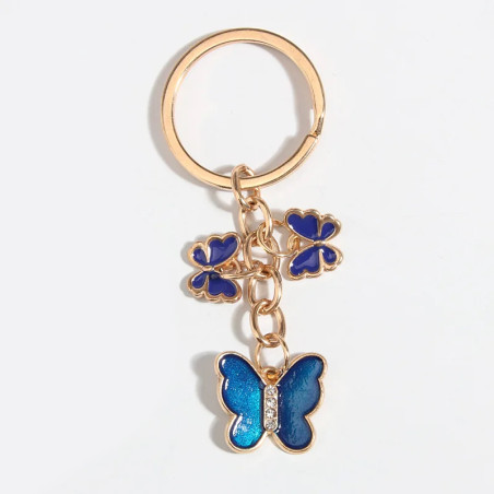 Porte-clés papillon en émail brillant - couleur bleu