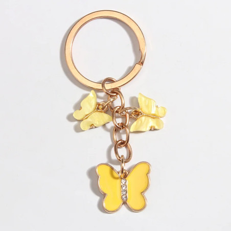 Porte-clés papillon en émail brillant - couleur jaune
