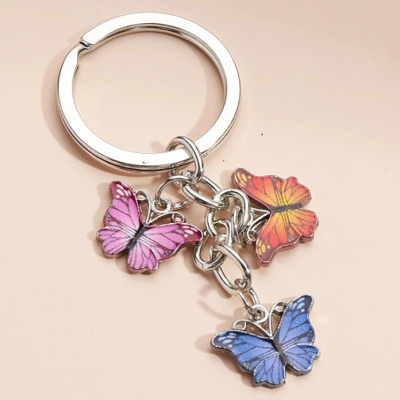Porte-clés papillon de trois couleurs différentes - modèle 3