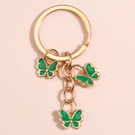 Porte-clés trois petits papillons - 10 couleurs au choix - vert