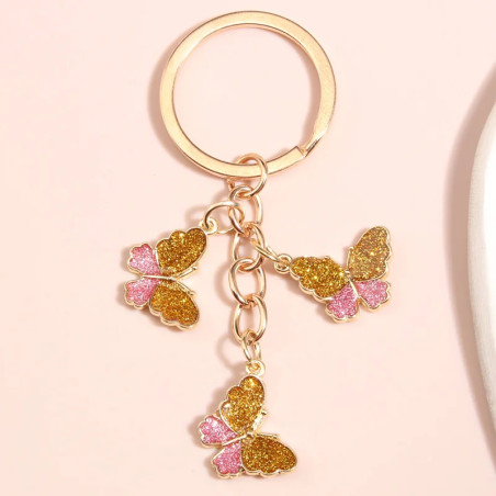 Porte-clés papillon en verre - couleur jaune
