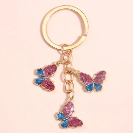 Porte-clés papillon en verre - couleur Violet